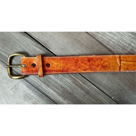 Justin Top Grain Cowhide Light Tan Made In USA 613A Unisex Western Belt - Picture 7 of 9